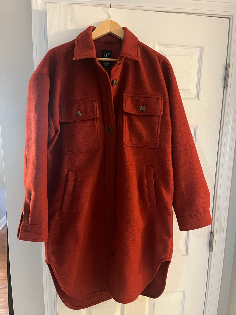 GAP women’s Rust Red Military-Wool Coat/shacket